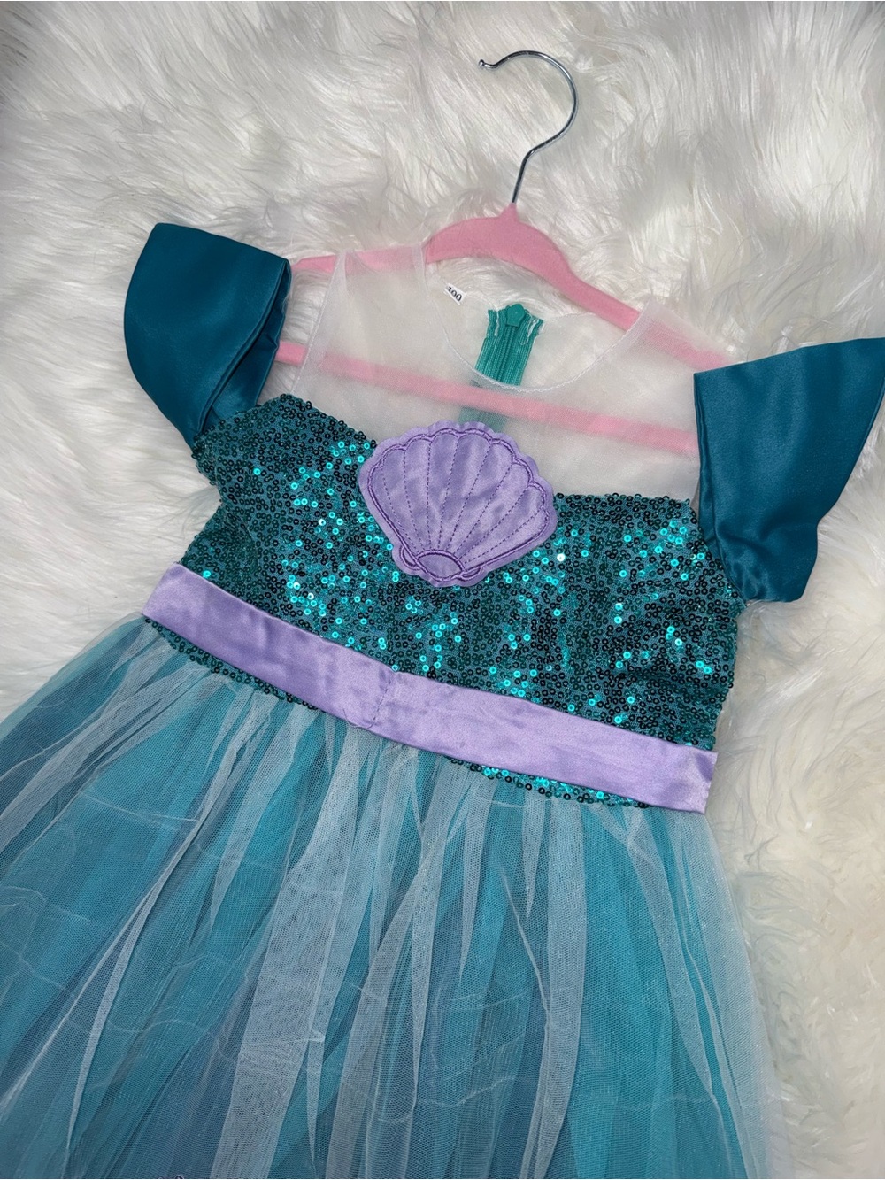 Girls Teal & Purple Sequin Mermaid Dress - Picture 3 of 7
